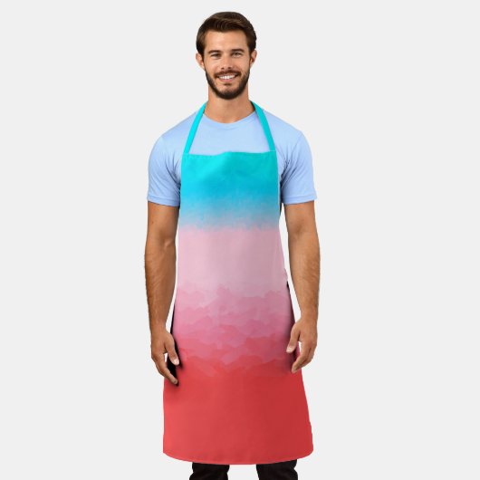 タークス・カイコスブルー・コーラルグラデーション エプロン (着用した状態)