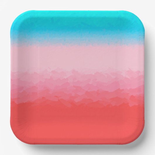 タークス・カイコスブルー・コーラルグラデーション ペーパープレート (正面)