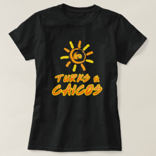 タークス&カイコス明るい黄色とオレンジ Tシャツ