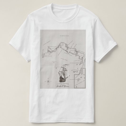 タークス・カイコス諸島の地図 Tシャツ (デザイン正面)