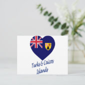 タークス&カイコス諸島国旗のハート ポストカード (スタンド正面)