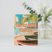 タークス・カイコス・ヴィンテージ旅行ポスター ポストカード (スタンド正面)