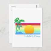 タークス・カイコス 夕焼けのビーチ ポストカード (正面/裏面)