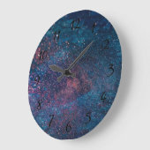 タークワーズ銀河系絵を描スパークルズ ラージ壁時計 (傾斜)
