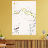 ターク図解入りの、写真付きのスとカイコスの地図 キャンバスプリント (インサイチュ (リビング))