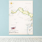 ターク図解入りの、写真付きのスとカイコスの地図 キャンバスプリント (インサイチュ (ウッドフロア))