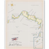 ターク図解入りの、写真付きのスとカイコスの地図 シール (正面)