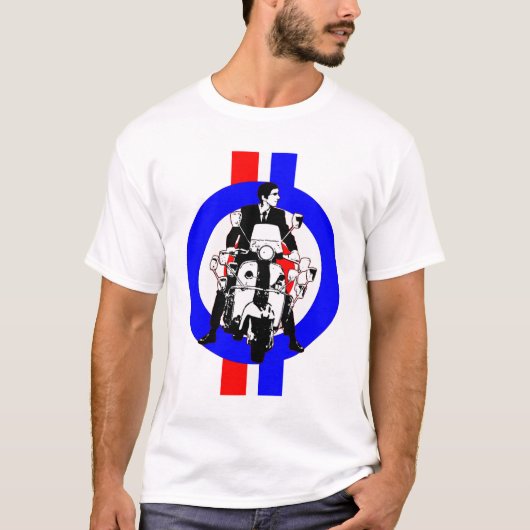 ターゲットの六十年代のスクーターのライダーは縞で飾り、 Tシャツ (正面)
