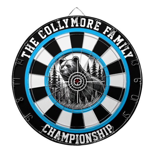 ターゲットオーバーレイ付き円形グリズリー ダーツボード (正面)