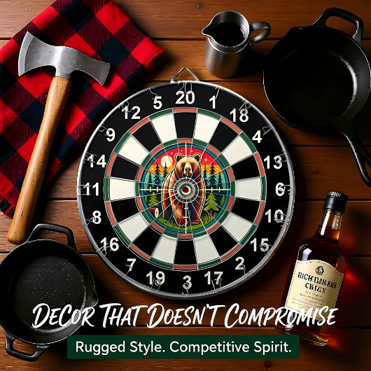 ターゲットオーバーレイ付き森林グリズリー ダーツボード