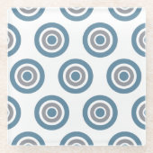 ターゲットパターングレーブルーホワイトガラスコースター ガラスコースター (正面)