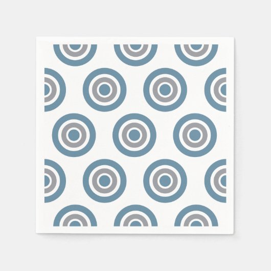 ターゲットパターンブルーグレーホワイトカクテルナプキン スタンダードカクテルナプキン (正面)
