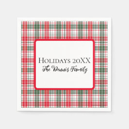 ターゲット Plaid Winter Holiday クリスマス 名前 カスタマイズ スタンダードカクテルナプキン