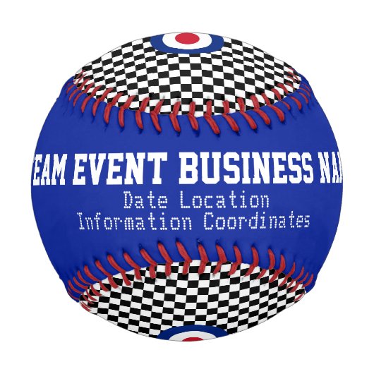 ターゲッモダントのラウンドデルのパタ市松模様にーンパーソナライズされたの 野球ボール (裏面)