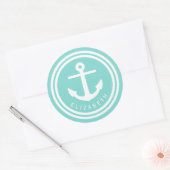 ターコイズいかりモノグラム封筒用シールメッセージカード ラウンドシール (封筒)