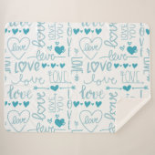 ターコイズおもしろいと愛モダンとハート シェルパブランケット (正面(横))