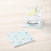 ターコイズおもしろいと愛モダンとハート スクエアペーパーコースター (インサイチュ)