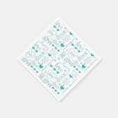 ターコイズおもしろいと愛モダンとハート スタンダードカクテルナプキン (角)