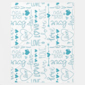 ターコイズおもしろいと愛モダンとハート フリースブランケット (正面)