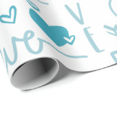 ターコイズおもしろいと愛モダンとハート ラッピングペーパー (ロールコーナー)