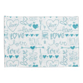 ターコイズおもしろいと愛モダンとハート 枕カバー (裏面-右)