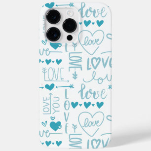 ターコイズおもしろいと愛モダンとハート Case-Mate iPhone 14 PRO MAXケース