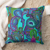 ターコイズおよびシャーベットの緑の混合物のペイズリー クッション (ブランケット)