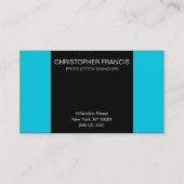 ターコイズおよびストライプので黒くモダンな名刺 名刺 (裏面)