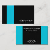 ターコイズおよびストライプので黒くモダンな名刺 名刺 (正面/裏面)