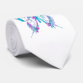 ターコイズおよびピンクの蝶タイ ネクタイ (ロール)