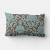 ターコイズおよびブラウンのダマスク織 ランバークッション (裏面)