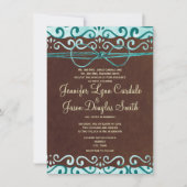 ターコイズおよびブラウンの国の結婚式招待状 招待状 (正面)