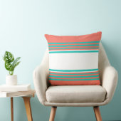 ターコイズおよび生きている珊瑚のストライプな装飾用クッション クッション (椅子)
