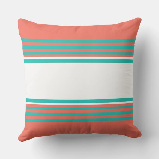 ターコイズおよび生きている珊瑚のストライプな装飾用クッション クッション (裏面)