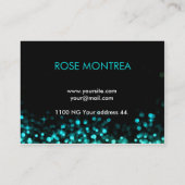 ターコイズおよび落ちる黒いグリッターの名刺 名刺 (裏面)