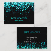 ターコイズおよび落ちる黒いグリッターの名刺 名刺 (正面/裏面)