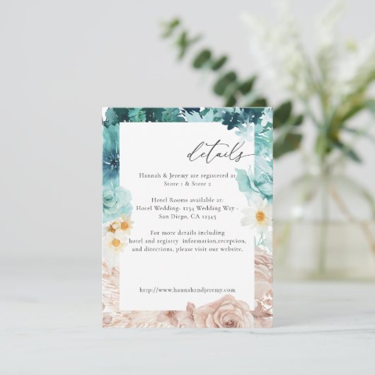 ターコイズおよび赤面ピンクフローラエンクロージャカード3-V2 エンクロージャーカード (スタンド正面)