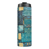 ターコイズおよび金ゴールドのモザイク・タイル タンブラー (正面)