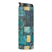 ターコイズおよび金ゴールドのモザイク・タイル タンブラー (回転右)