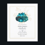 ターコイズおよび金ゴールドフローラ結婚の チラシ<br><div class="desc">ターコイズと金ゴールドビンテージ結婚式の招待状は、迅速かつ簡単にあなたのイベントの詳細に合うように設計された。封筒は含まれない。同じテーマに封筒が含まれ、一致する製品が含まれる厚い招待状については、以下のコレクションを参照。</div>