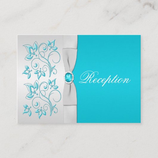 ターコイズおよび銀フローラエンクロージャカード エンクロージャーカード (正面)