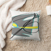 ターコイズおよび黄色の抽象芸術 クッション (ブランケット)