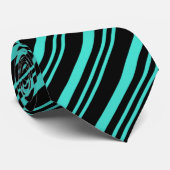 ターコイズおよび黒の斜めのストライプのなタイ ネクタイ (ロール)