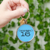 ターコイズおよび黒の菓子16 Keychain キーホルダー (手)