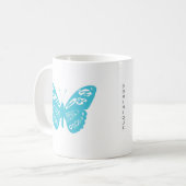 ターコイズお洒落バタフライパーソナライズマグカップ コーヒーマグカップ (正面左)