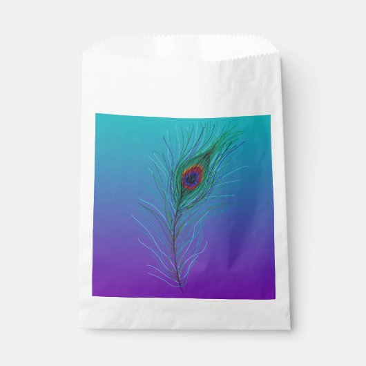 ターコイズからパープルへのピーコックの羽 フェイバーバッグ (正面)