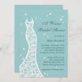 ターコイズかわいらしウィンターブライダルシャワー招待 招待状 (正面/裏面)