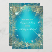 ターコイズかわいらしグラムは宝石ダイヤモンドをシークイン 招待状 (正面/裏面)