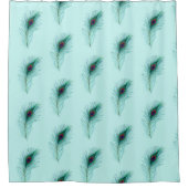 ターコイズかわいらし孔雀羽シャワーカーテン シャワーカーテン (正面)