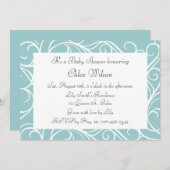 ターコイズかわいらし渦巻き 招待状 (正面/裏面)